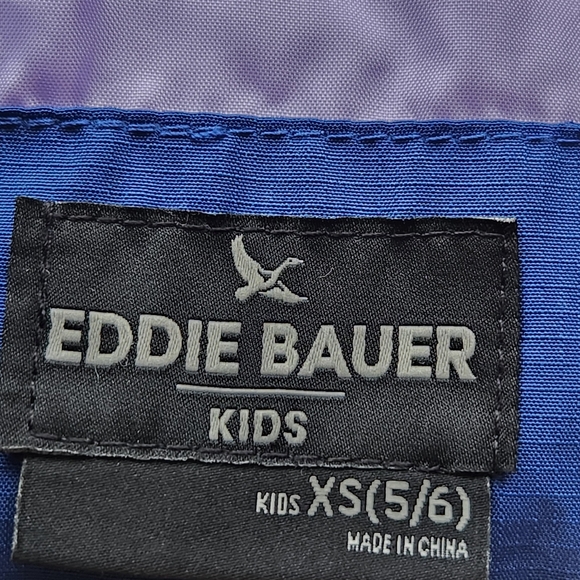 EDDIE BAUER Kids Jacket Size 5/6 Blue Purple Full Zip Shell - Picture 2 of 13